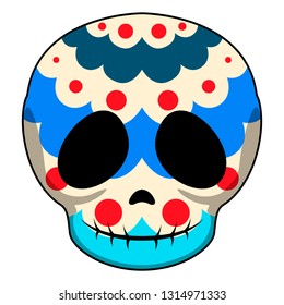 Happy colored mexican skull cartoon. Vector illustration design