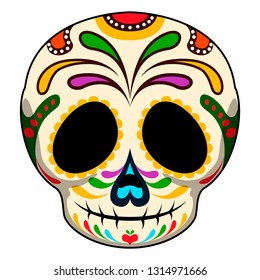 Happy colored mexican skull cartoon. Vector illustration design
