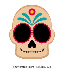 Happy colored mexican skull. Vector illustration design