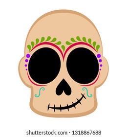 Happy colored mexican skull. Vector illustration design