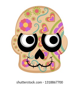 Happy colored mexican skull. Vector illustration design