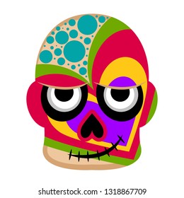 Happy colored mexican skull. Vector illustration design