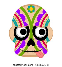 Happy colored mexican skull. Vector illustration design
