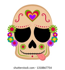 Happy colored mexican skull. Vector illustration design