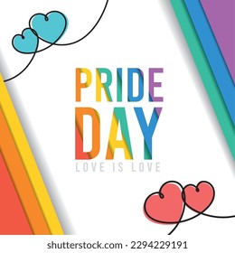 Happy colored pride day poster Rainbow colors with heart shapes Vector