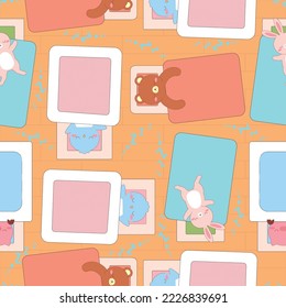 happy colored seamless dolls pattern