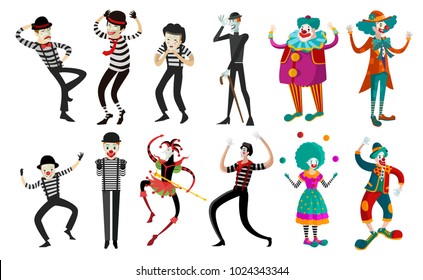 happy colorful clown and mime collection