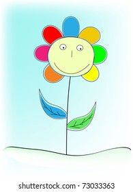 Happy colorful flower. Vector illustration