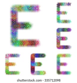 Happy colorful fractal font design set - letter E