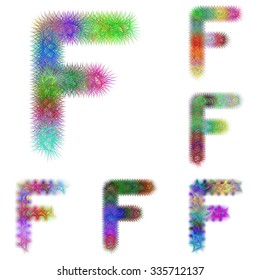 Happy colorful fractal font design set - letter F