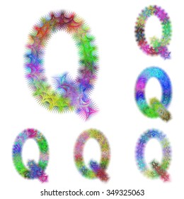 Happy colorful fractal font design set - letter Q