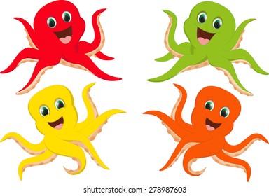 happy colorful octopus cartoon