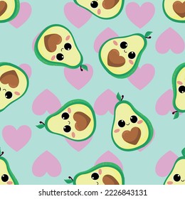 happy colorful seamless avocado pattern