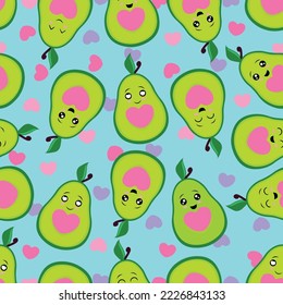 happy colorful seamless avocado pattern