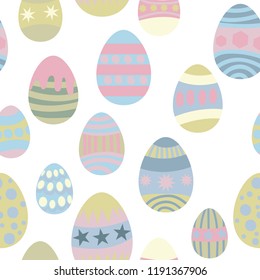Happy colorful seamless pattern made of decorated easter eggs