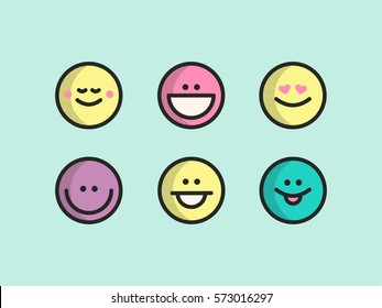 Happy colorful simple line emoji's