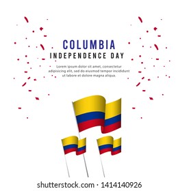 Happy Columbia Independence Day Celebration Poster Vector Template Design Illustration