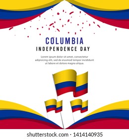 Happy Columbia Independence Day Celebration Poster Vector Template Design Illustration