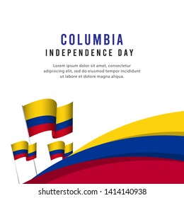 Happy Columbia Independence Day Celebration Poster Vector Template Design Illustration