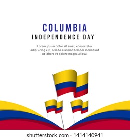 Happy Columbia Independence Day Celebration Poster Vector Template Design Illustration