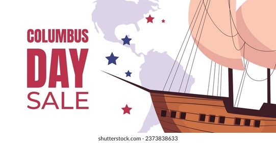 Happy Columbus day background. Columbus day celebration. October 9. Vector illustration for Poster, Banner, Greeting Card, Flyer, Card, Cover, Template. Christopher Columbus. usa flag. compass.