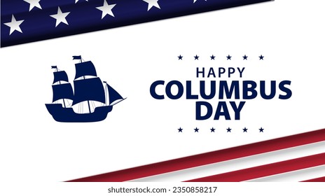 Happy Columbus Day background design. Columbus Day greeting card with American flag. Vector illustration
