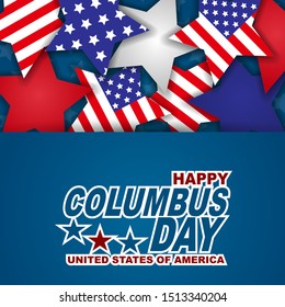 Happy Columbus Day background with stars in American flag colors. USA national holiday design template. Vector illustration.