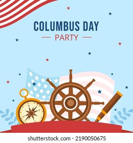 Happy Columbus Day Hintergrund Vorlage handgezeichnet Cartoon Flache Illustration