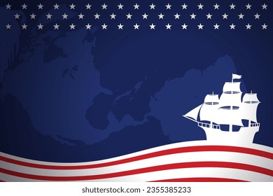 Happy columbus day banner with copy space area. Illustration