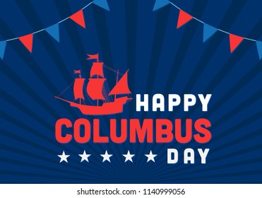 Happy Columbus Day Banner vector illustration