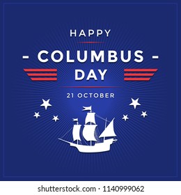 Happy Columbus Day Banner vector illustration