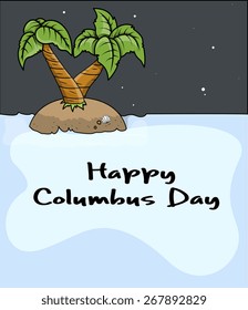Happy Columbus Day Beach Tree Vector Graphic