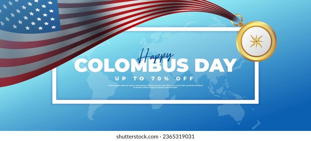 Happy Columbus Day blue banner design