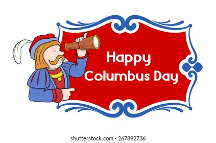 Happy Columbus Day Cartoon Banner