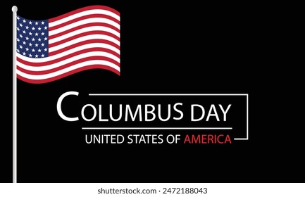 Happy Columbus Day Commemorate with a USA Flag Text Design