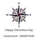 Happy Columbus Day compass rose vector illustration Vector