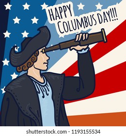 Happy columbus day concept background. Hand drawn illustration of happy columbus day vector concept background for web design