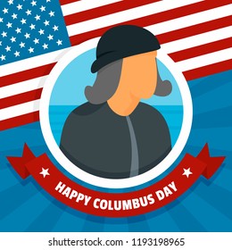 Happy columbus day concept background. Flat illustration of happy columbus day vector concept background for web design