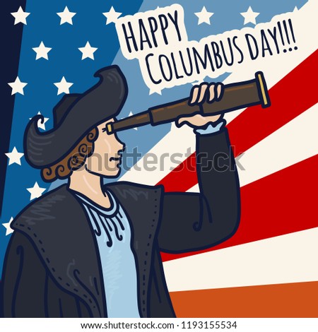 Happy columbus day concept background. Hand drawn illustration of happy columbus day vector concept background for web design
