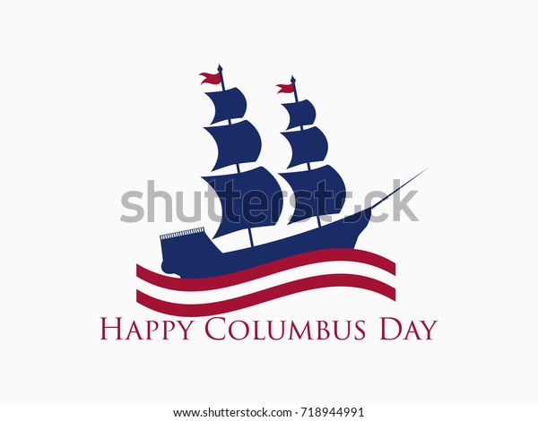 Happy Columbus Day Discoverer America Waves Stock Vector (Royalty Free ...