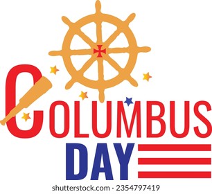 HAPPY COLUMBUS DAY .  
in the form of waves with the gray colors with a compass in the background. Vector image