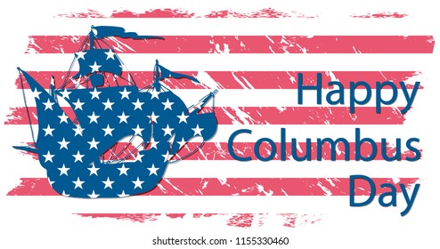 Happy Columbus day greeting card or background. Vector illustration.