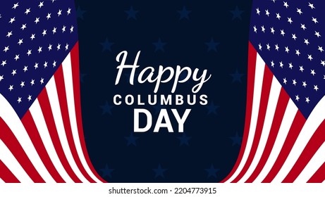 Happy columbus day greeting card with american flag and ship template design backgrond