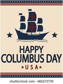 Happy Columbus day greeting card or background.vector illustration.