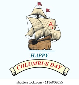 Happy Columbus day. Hand drawn vector illustration
