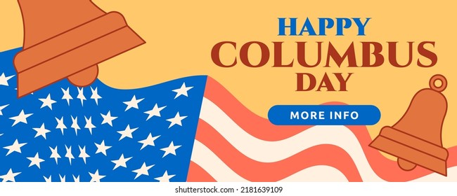 happy columbus day horizontal banner vector flat design