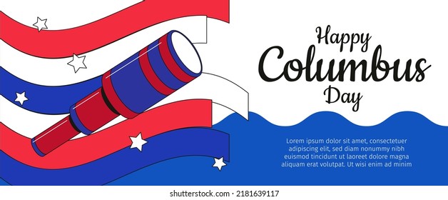 happy columbus day horizontal banner vector flat design