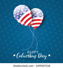 Happy Columbus Day illustration with USA flag style balloons. Vector illustration.