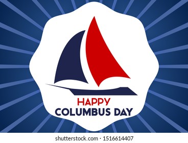 Happy Columbus Day. National holiday celebrate in the United States in October. Patriotic stars and flag elements. Poster, banner, background design. Vector illustration EPS 10.