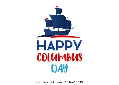 Happy Columbus Day. National holiday celebrate in the United States in October. Patriotic stars and flag elements. Poster, banner, background design. Vector illustration EPS 10.
